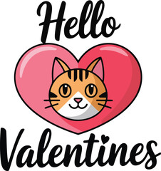 Happy Valentines Day with cat vector illustration T-shirt Design