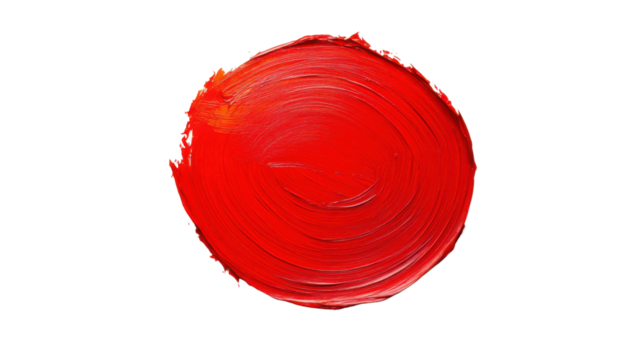Red paint geometric circle shape brush on transparent background