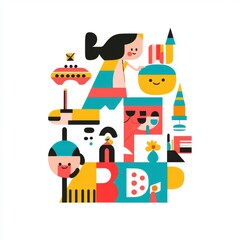 Fototapeta premium Colorful Creative Illustration of Abstract Figures and Shapes