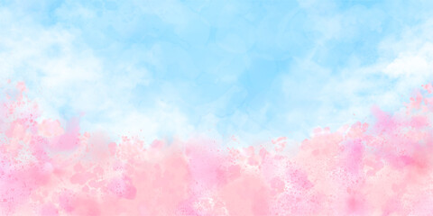 やわらかな雰囲気の桜と青空の背景イラストレーション