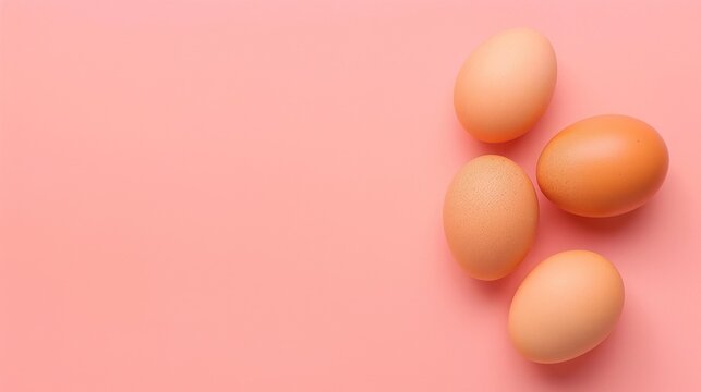 Pink background, four eggs, minimalist design, food photography, recipe blog