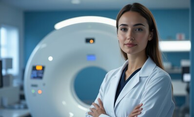 Confident female doctor in a medical setting