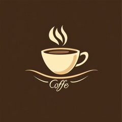 Elegant Coffee Cup Illustration with Steaming Effect on Dark Background