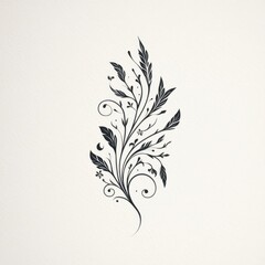Elegant Hand-drawn Floral Design with Delicate Leaves and Twirls
