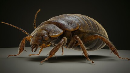 Naklejka premium Bedbug Close up of Cimex hemipterus - bed bug on bed background , High quality photo