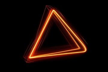 Vibrant Orange Neon Triangle Light Trails on Black Background
