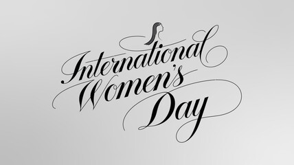 International Women’s Day calligraphy, featuring flowing typography with a minimalist and empowering design.