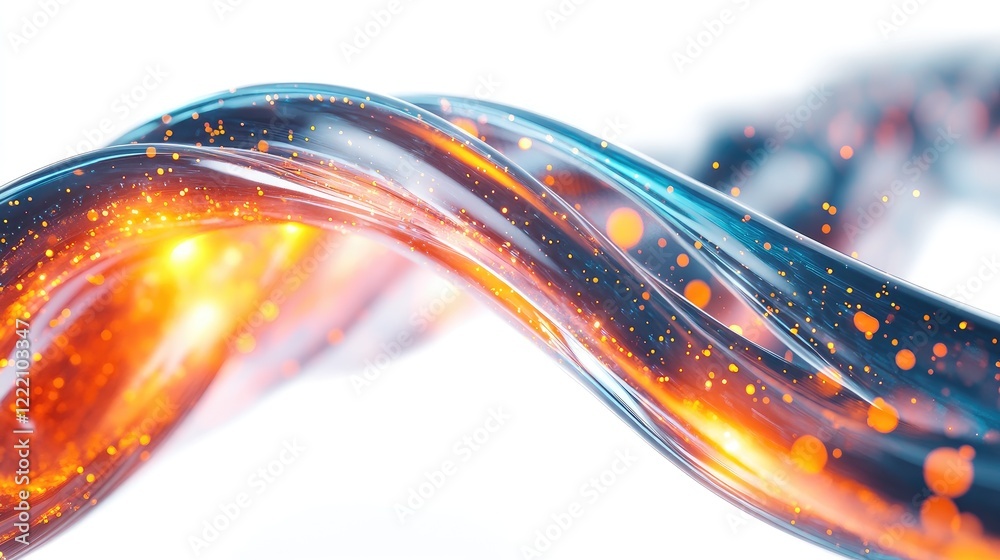 Poster diagram showing the glowing layers of a fiber optic cable internal structure, set against a white ba