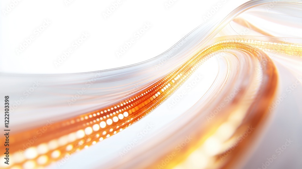 Poster diagram showing the glowing layers of a fiber optic cable internal structure, set against a white ba