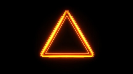 Bright Orange Neon Triangle Symbol on Black Background