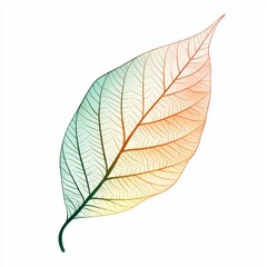 Obraz premium Colorful Gradient Leaf Design With Intricate Veins on a Clean Background for Nature and Seasonal Themes