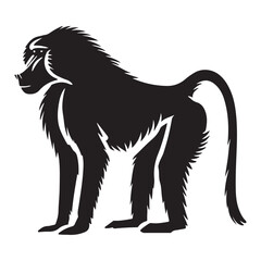 Majestic Baboon Silhouette Standing Profile View