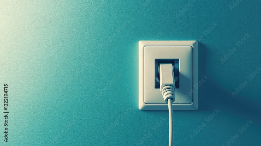 Poster Electric socket with a plug partially inserted, symbolizing connection and disconnection, illustrating the concept of a broken connection or error