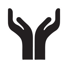 Silhouette of Two Hands Cupped Together in Prayer or Giving