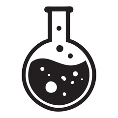 Science Beaker with Liquid Silhouette Illustration