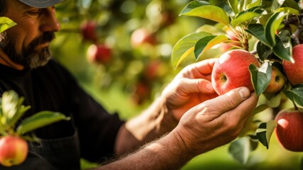 Apple picking farmer plant.