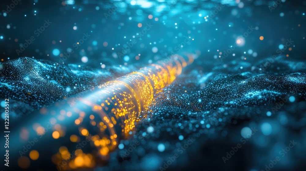Poster fiber optic cables lying on the ocean floor, forming the backbone of global communication networks a