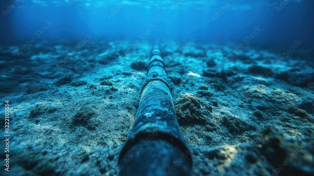 Poster fiber optic cables lying on the ocean floor, forming the backbone of global communication networks a