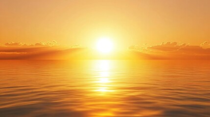 Obraz premium Summer sunset casting a warm golden glow over a calm sea horizon