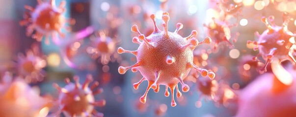 Fungi germ epidemic concept. A digital simulation of a fungal epidemic spreading through airborne germs in a crowded area