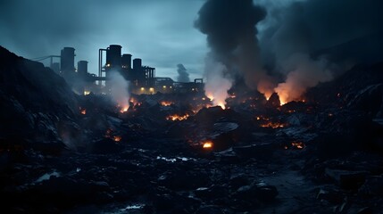 Fototapeta premium Transforming Coal into Sustainable Energy at a Power Plant An Industrial Scene of Machinery and Infrastructure Powering Electricity