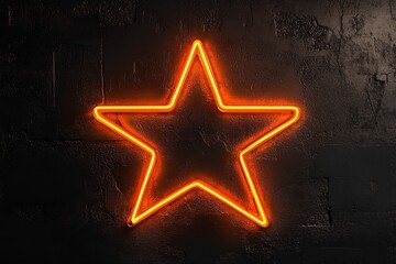 Fototapeta premium Neon Star Sign on Dark Textured Background with Bright Glow Effect