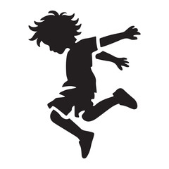 Silhouette of a Boy Joyfully Leaping in the Air