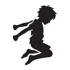 Dynamic Boy Silhouette Jumping Illustration