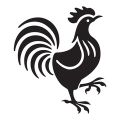Majestic Rooster Silhouette Illustration in Striking Black