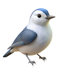 Obraz premium White-breasted Nuthatch bird 3D render icon isolated on white background