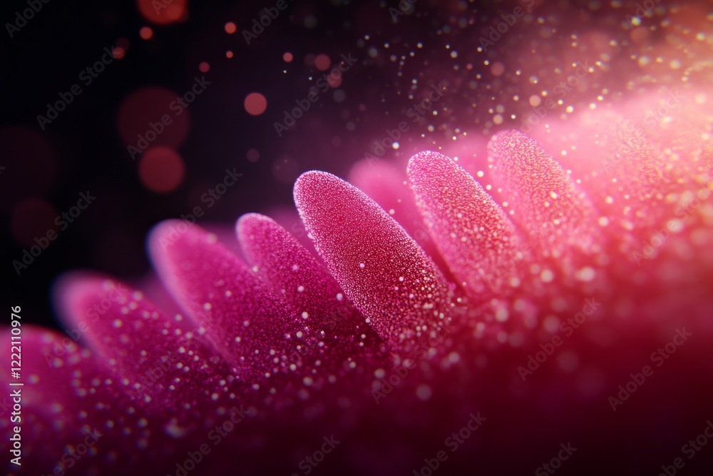 Aufkleber This macro view highlights a single bacterium with detailed vibrant texture and glowing membrane, set against a blurred dark background with ample space for text