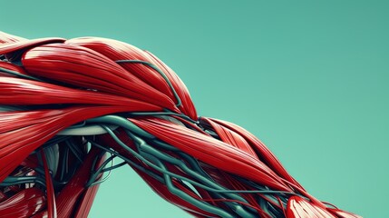 Detailed 3d illustration of human shoulder joint with muscles and ligaments for anatomy study