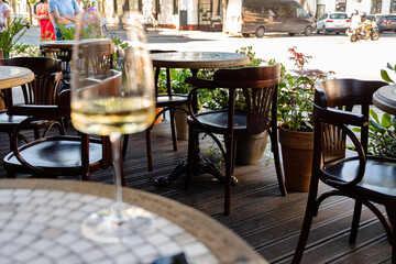 white wine on the terrace.