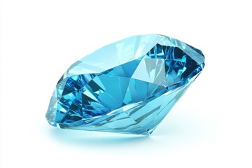 Sparkling Blue Gemstone with Radiant Facets and Clean Reflection