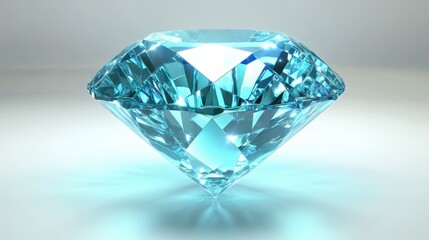Fototapeta premium Sparkling Blue Gemstone with Brilliant Facets and Luxurious Shine