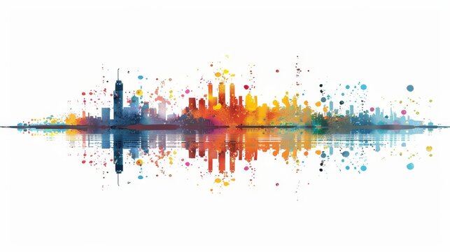 Abstract scatter plot clipart featuring rainbow gradient in an artistic style on white background