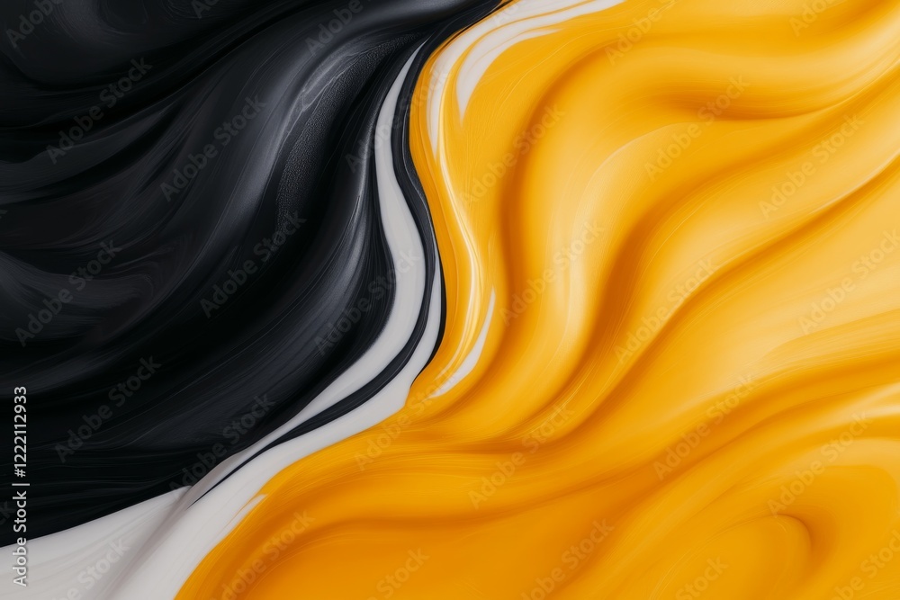 Leinwandbilder Close-up of a dynamic abstract marble design showcasing flowing patterns in gold, black, and grey, enhanced by subtle lighting to create a luxurious feel