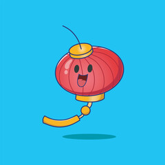 Cartoon Chinese lantern character with cheerful expression. Suitable for Chinese new year, Lantern Festival and Mid Autumn Festival decoration.