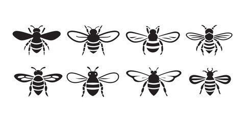vector of black silhouette of bee