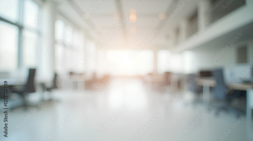 Wall mural blurred empty open space office. abstract light bokeh at office interior background for design.