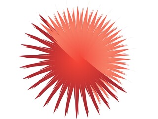 Abstract red colour with sun geometric isolated with white background 