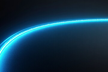 Futuristic Blue Neon Light Curve on Dark Background