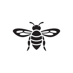 High-Contrast Black and White Bee Vector