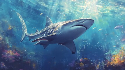 Fototapeta premium Thresher Shark swimming in the Sea of the Philippines