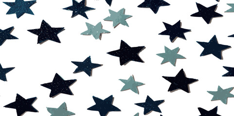 Fototapeta premium Abstract blue and multicolor star design greeting doted confetti on white background. Concept of anniversary, Christmas decoration, greeting card, party social event vector illustration.