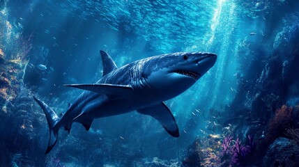 Fototapeta premium Thresher Shark swimming in the Sea of the Philippines