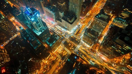 A city grid with advanced road sensors and smart streetlights, enhancing traffic flow efficiency.