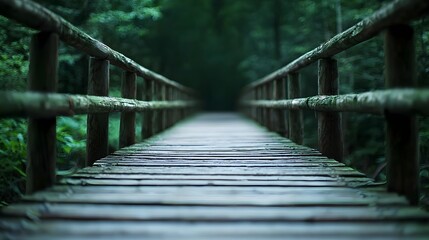 Fototapeta premium Wooden walkway bridge winding through a lush green mangrove forest creating a peaceful and eco friendly path for sustainable tourism and nature
