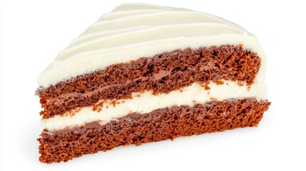 Delicious Chocolate Cake Slice with White Chocolate Icing Close up Studio Shot