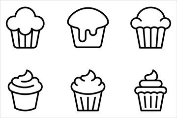 Cupcake Icon set. Cake icon collection on white background